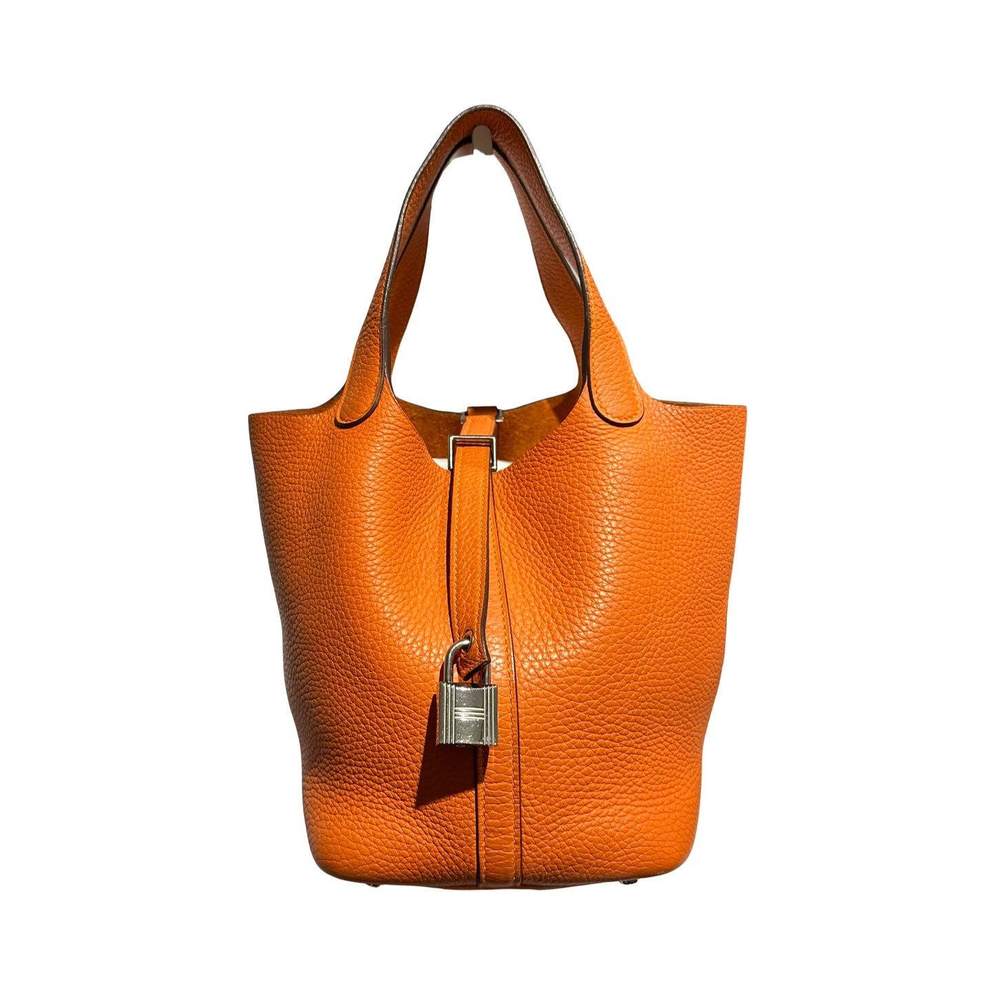 Used HERMÈS TC Picotin 18 Handbag Orange (93) PHW