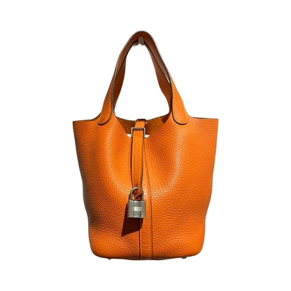 Used HERMÈS TC Picotin 18 Handbag Orange (93) PHW