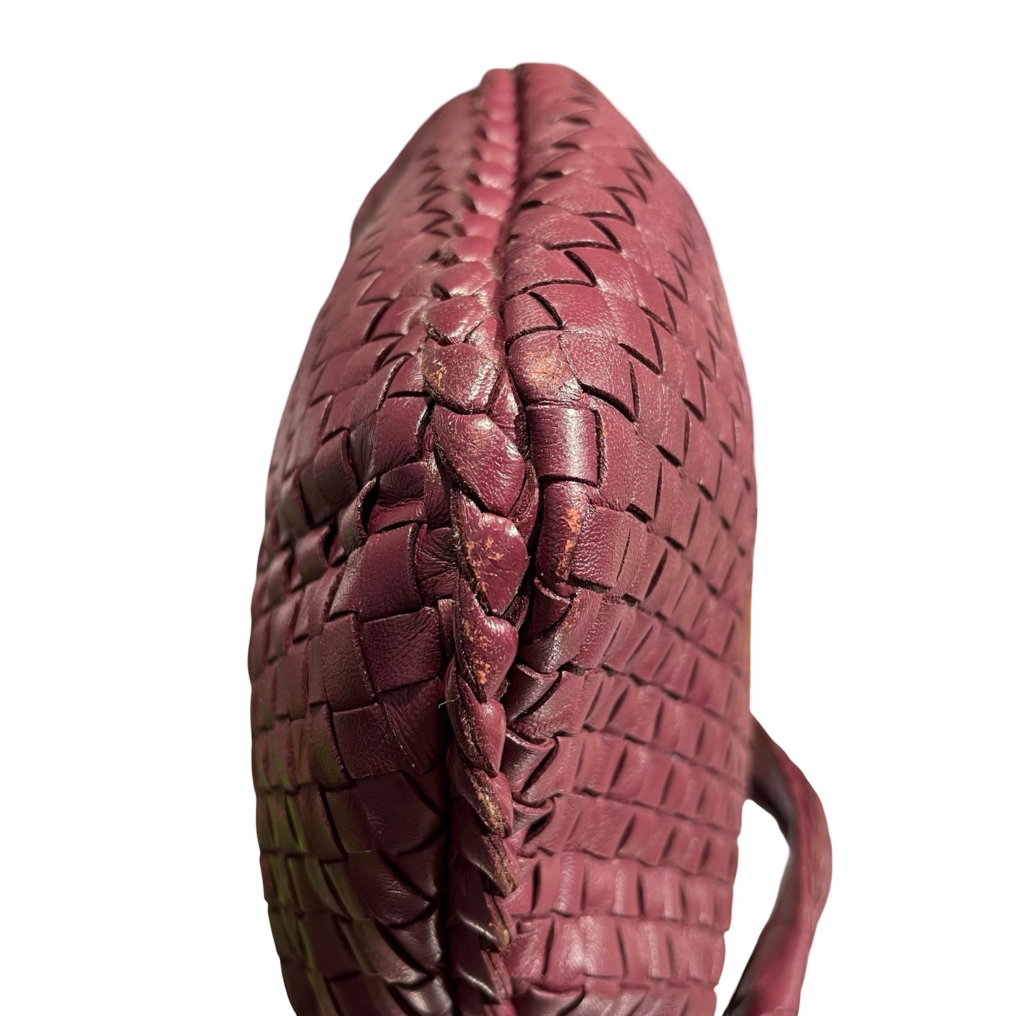 Used Bottega Veneta Calfskin Leather Shoulder Bag Burgundy Purple