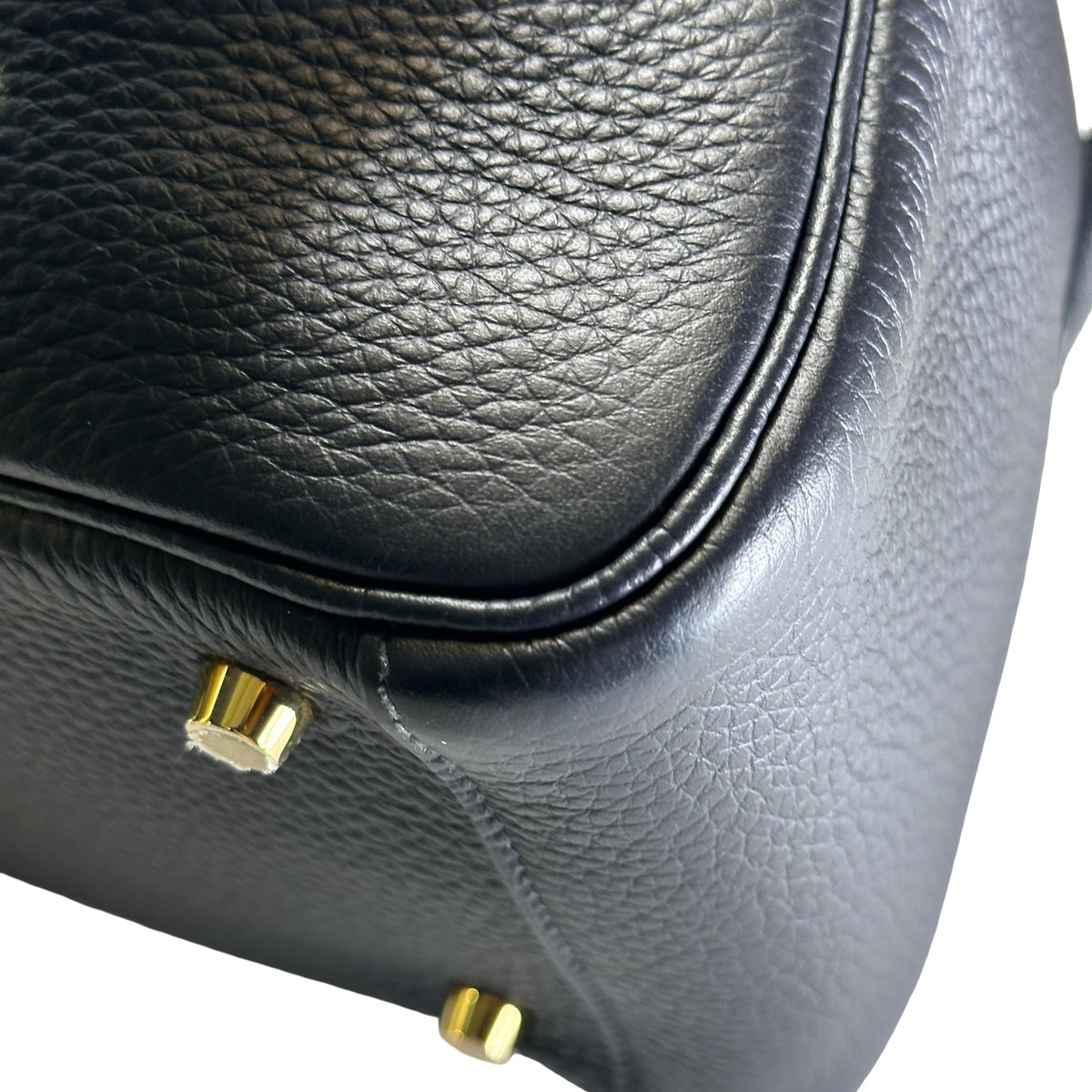 Used HERMES Leather Lindy 26 Handbag Navy GHW