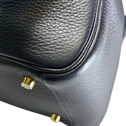 Used HERMES Leather Lindy 26 Handbag Navy GHW