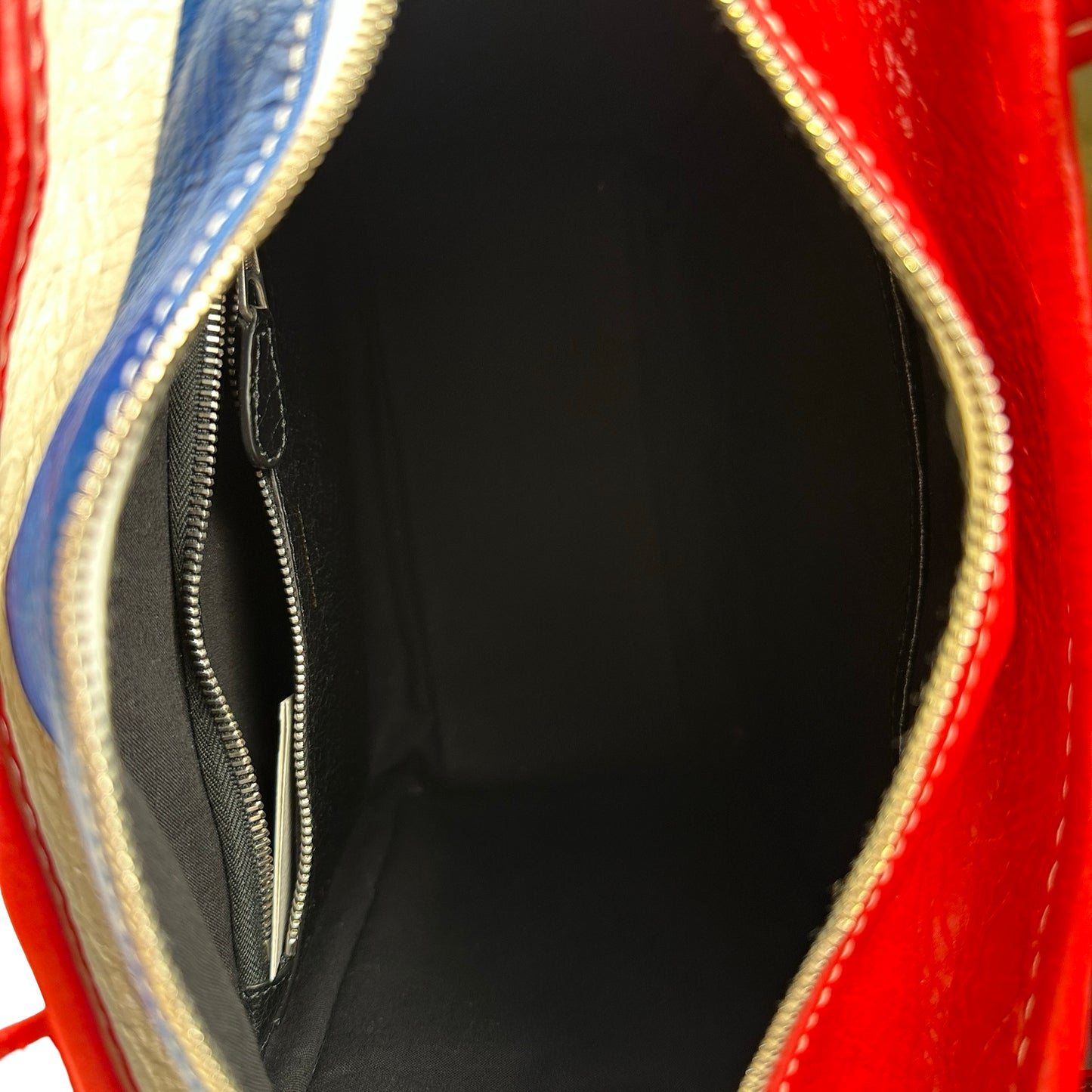 Used BALENCIAGA Leather Bazar Shopper Tote Bag Red White Blue