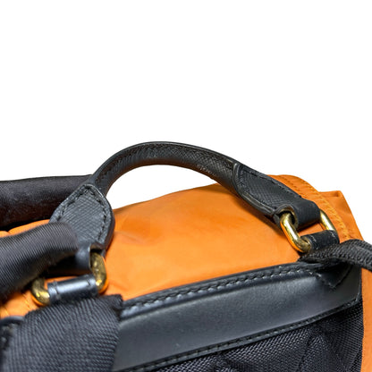 Used BURBERRY Nylon Leather Backpack Backpack Orange Black