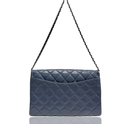 Chanel Caviar Leather FLAP Shoulder Bag Blue PHW