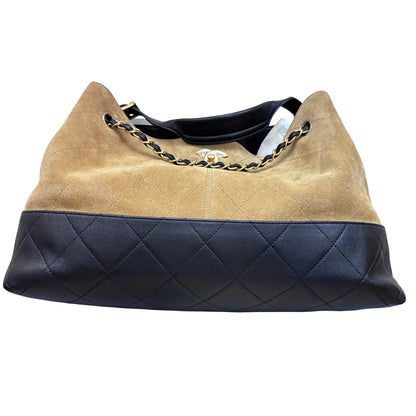 Used CHANEL Hobo 飯盒包 Shoulder Bag Beige Black GHW