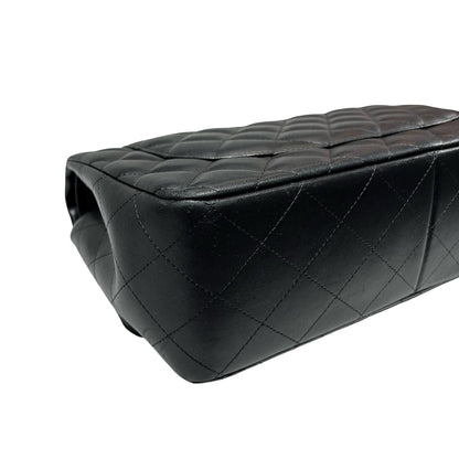 Used CHANEL Lambskin Leather Jumbo Shoulder Bag Black PHW