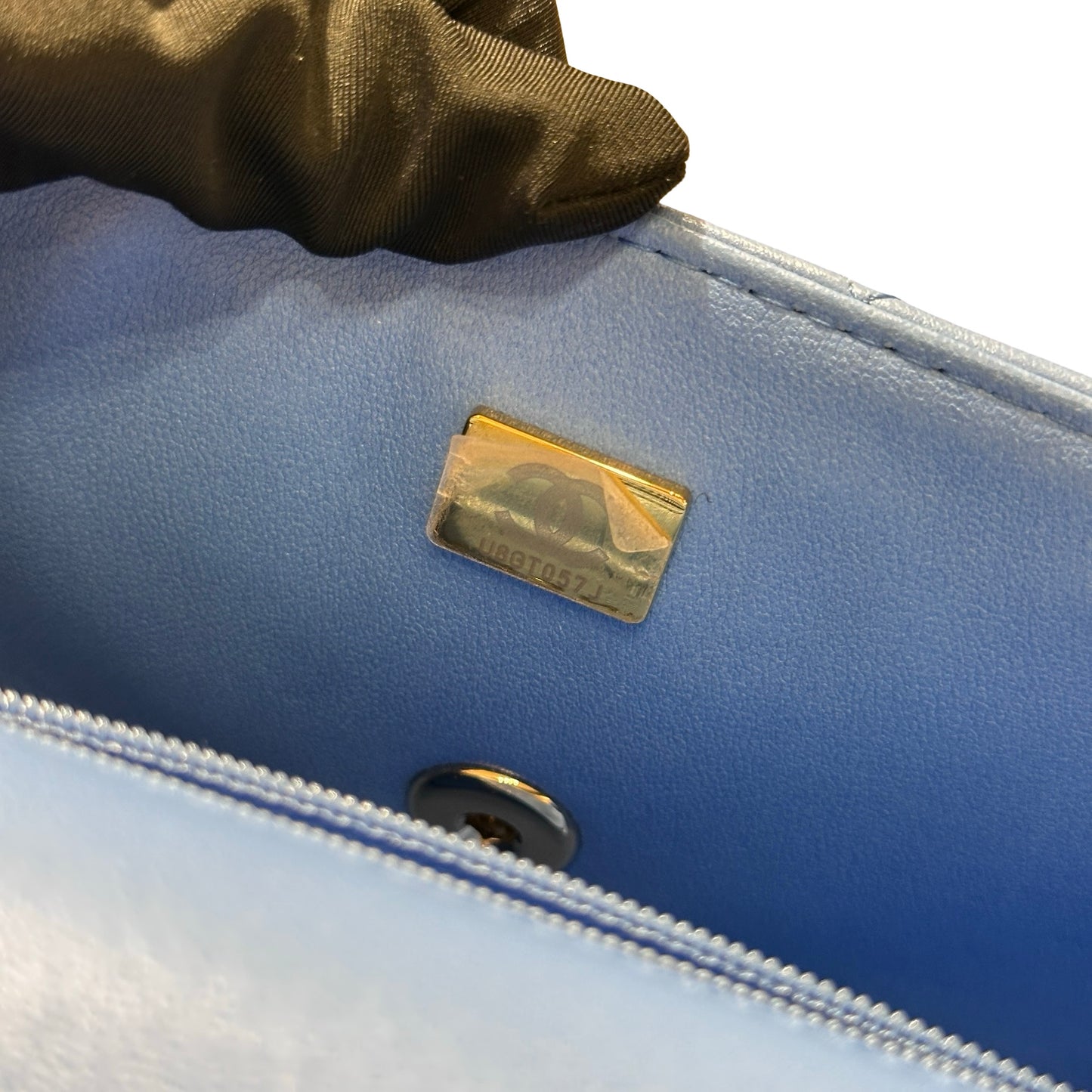 CHANEL MINI Flap 20cm with Handle Cross Body Bag Blue GHW