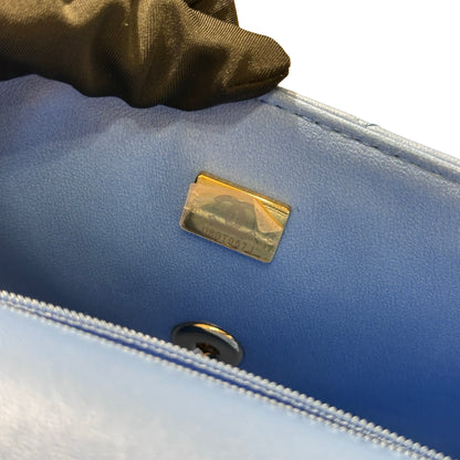 CHANEL MINI Flap 20cm with Handle Cross Body Bag Blue GHW