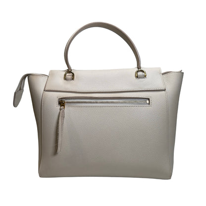 Used CELINE Grained Calfskin Belt Bag Handbag White GHW