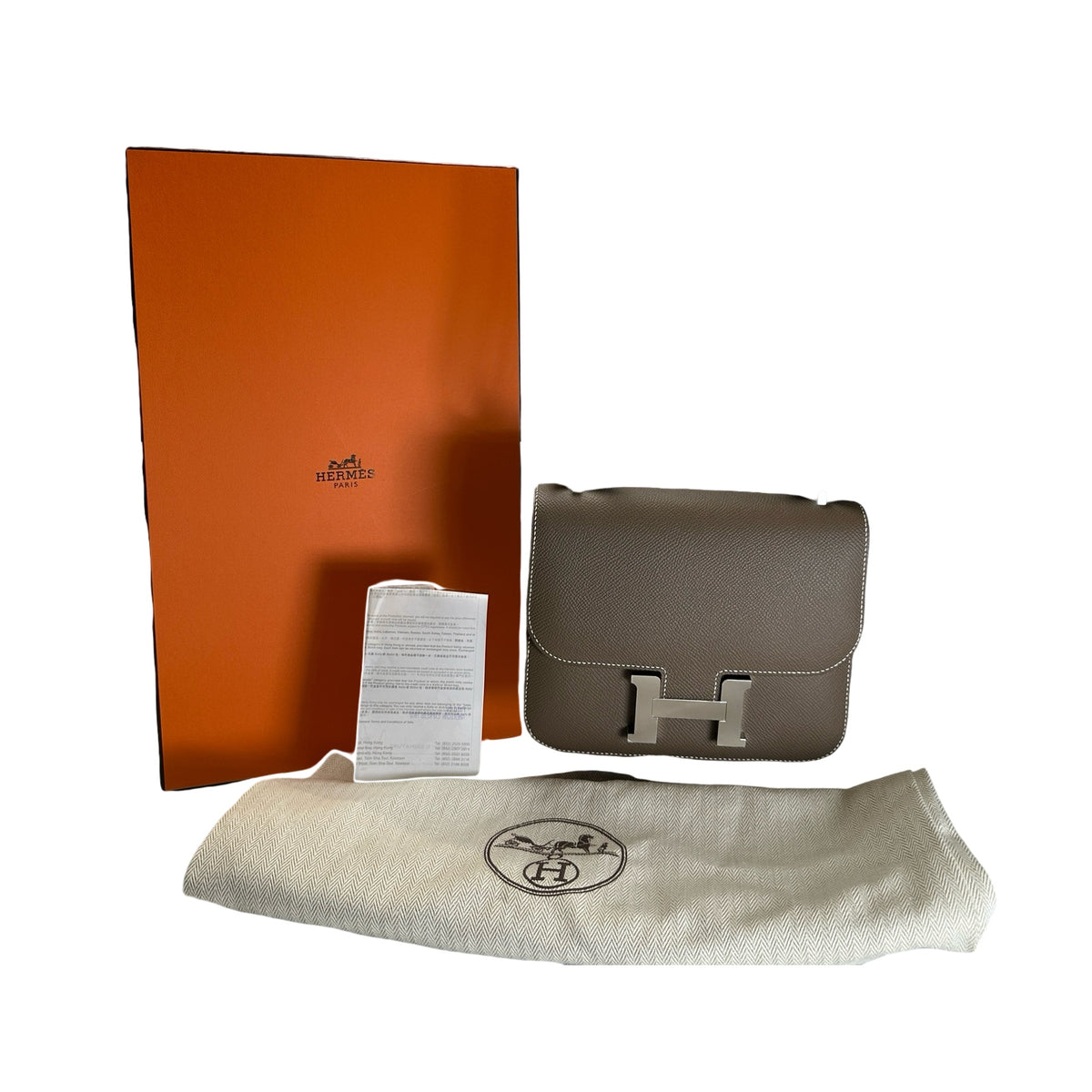 Brand New HERMES Epsom Leather Constance Crossbody Bag Etoupe