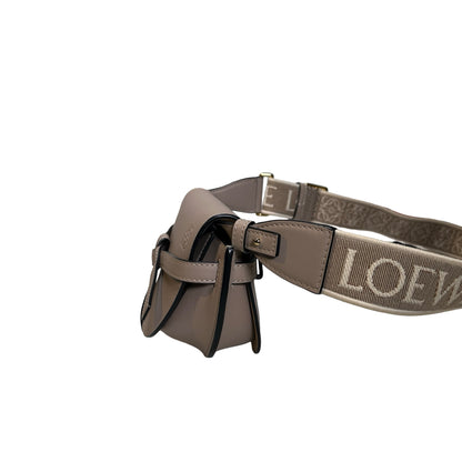 Used LOEWE Calfskin Gate Dual Crossbody Bag Taupe