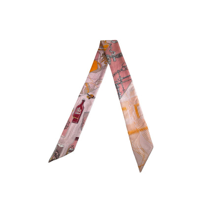 Used HERMES Silk Twilly Pink Orange