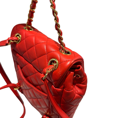 Used CHANEL Lambskin Urban Spirit Backpack Backpack Red