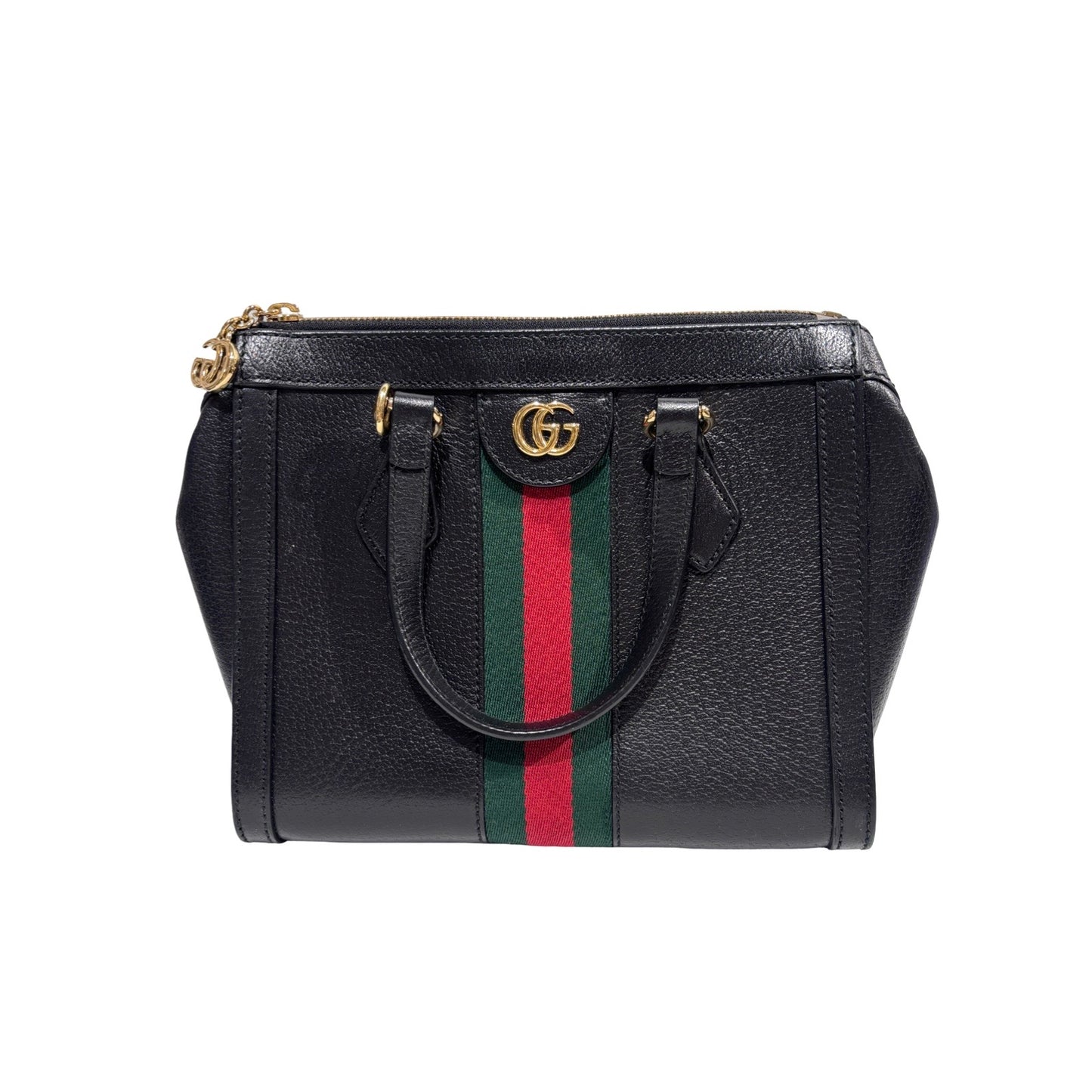 Used GUCCI Calfskin Leather Ophidia Cross Body Bag GHW Black