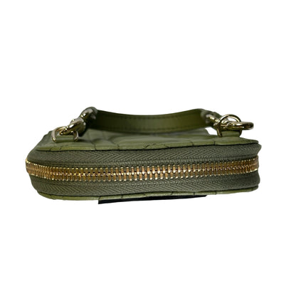 Used DIOR Cannage Cannage Pouch Green GHW