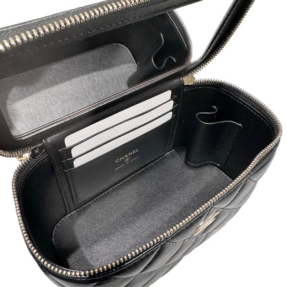 Unused CHANEL Chanel Vanity Case Chain Shoulder Bag Black GHW