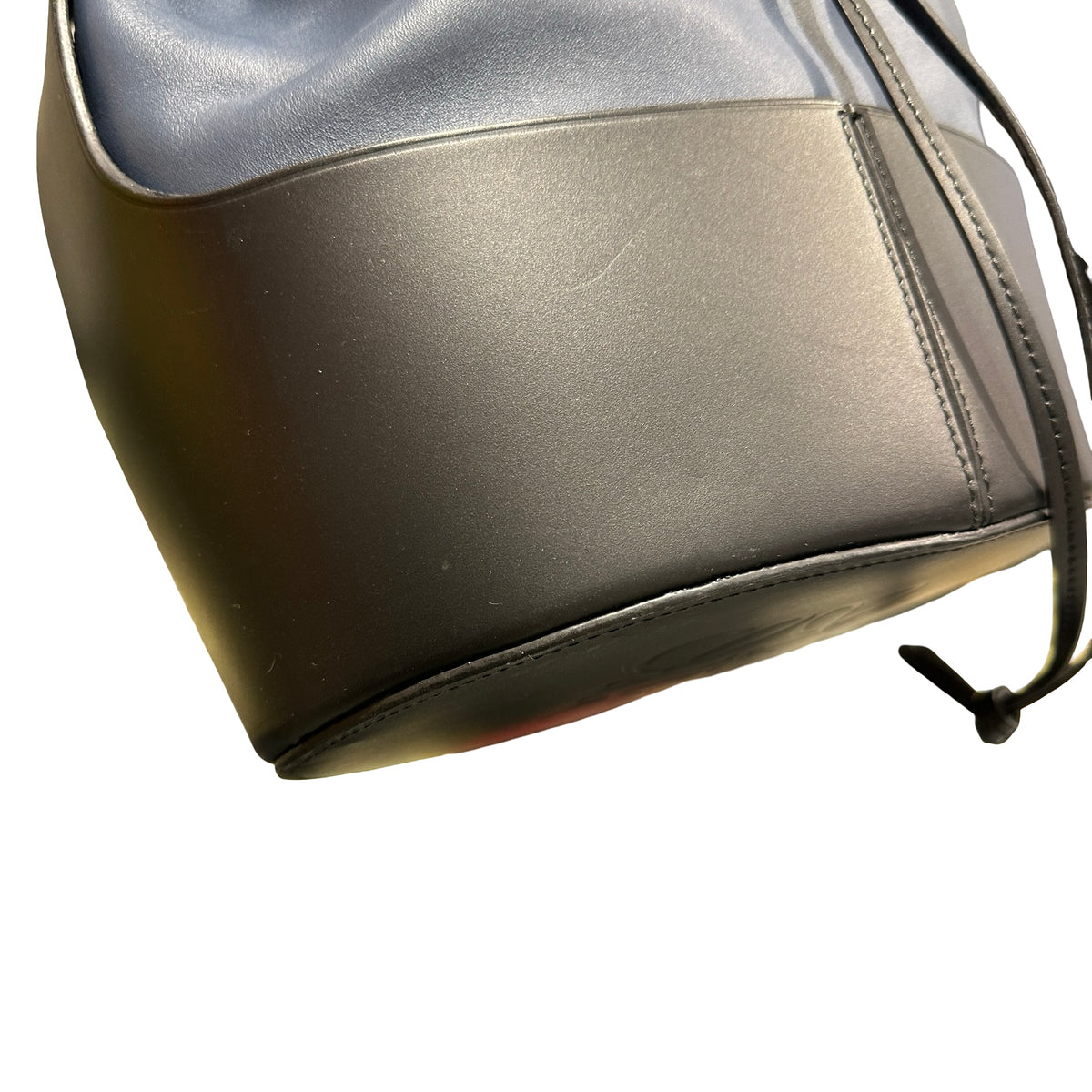 Used LOEWE Solid Balloon Bucket Bag Navy Blue Black