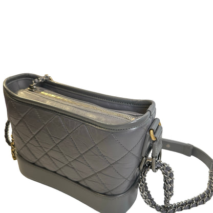 Used CHANEL Quilted Leather Gabrielle Hobo Bag Grey