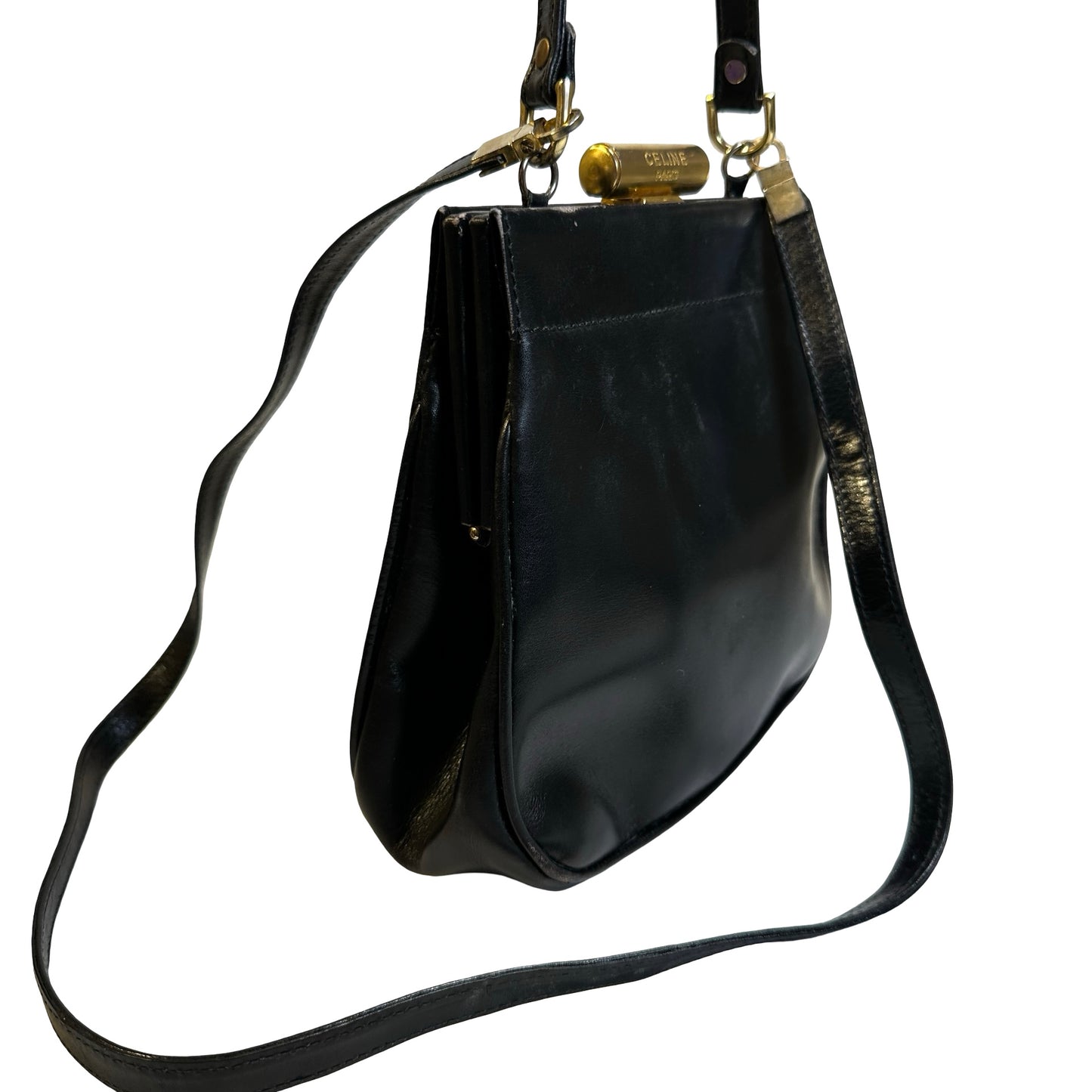 Used CELINE Leather Vintage Cross body bag Cross body bag Black GHW
