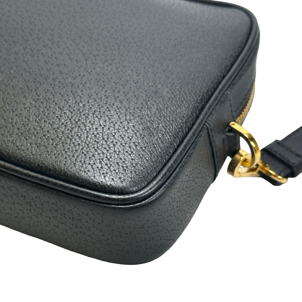 VERSACE Pebbled Leather Medusa Camera Bag Camera Bag Black Gold