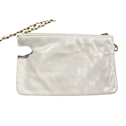 Used CHANEL Shiny Calfskin 22 Small Shiny Calfskin Shoulder Bag White Black GHW