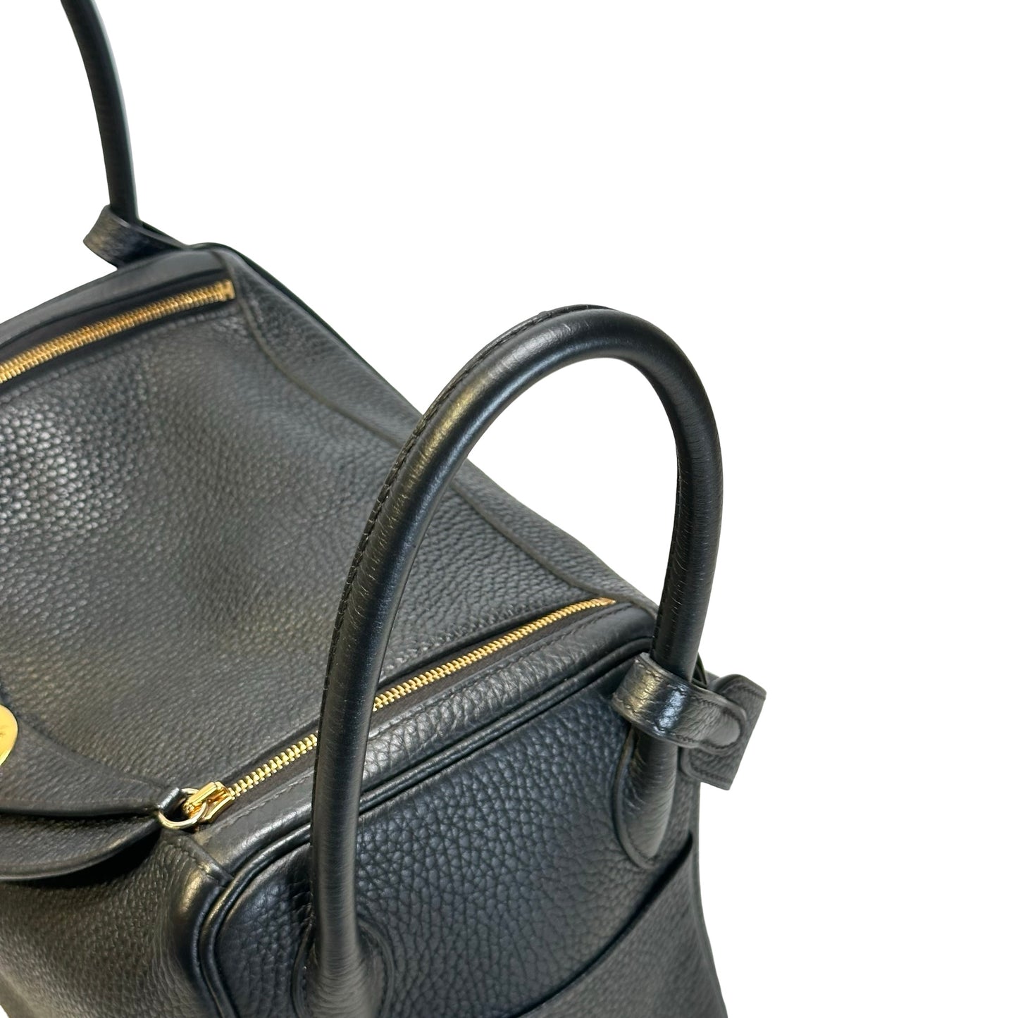 Used HERMES TC Lindy 26 Handbag Black GHW
