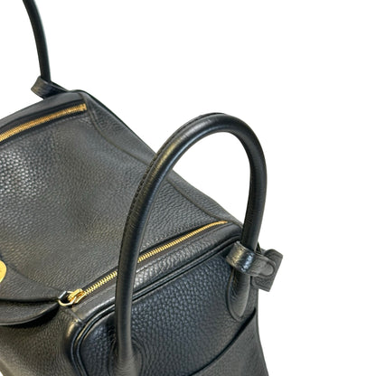 Used HERMES TC Lindy 26 Handbag Black GHW