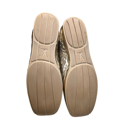 Used LOUIS VUITTON Calfskin Leather Monogram Shoes Gold