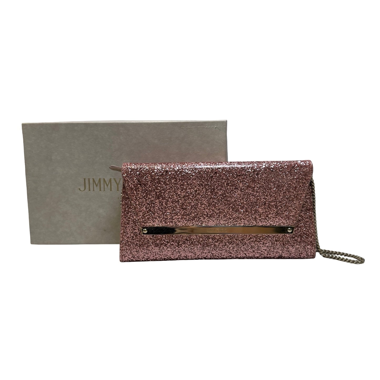 Used JIMMY CHOO Glitter Glitter Bag Clutch Pink