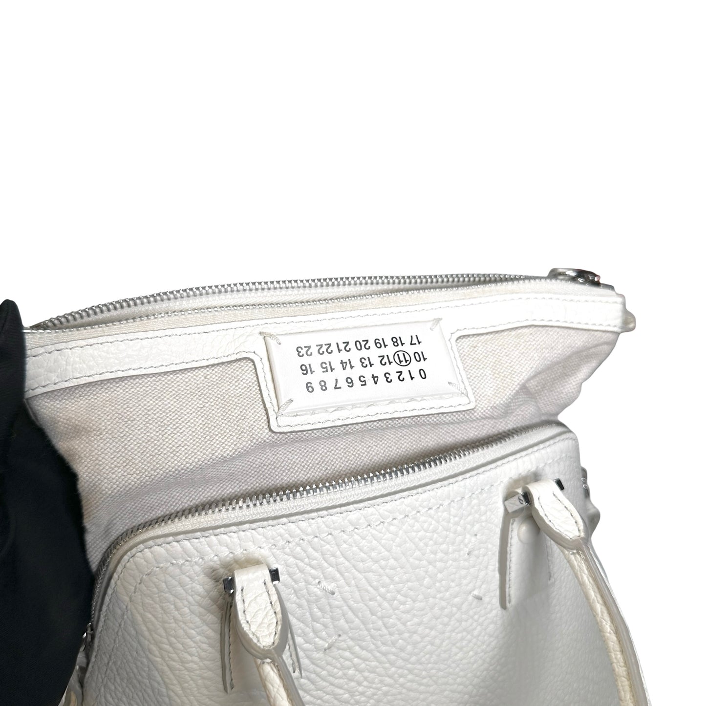 Used MAISON MARGIELA Textured Leather 5AC Classique Mini Bag Handbag White PHW