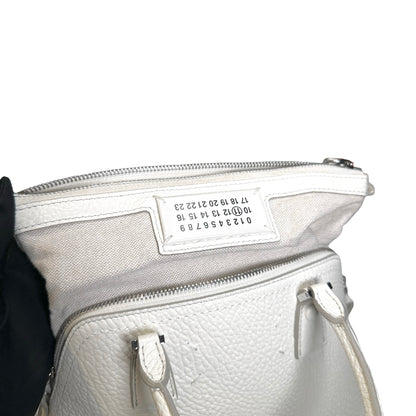 Used MAISON MARGIELA Textured Leather 5AC Classique Mini Bag Handbag White PHW