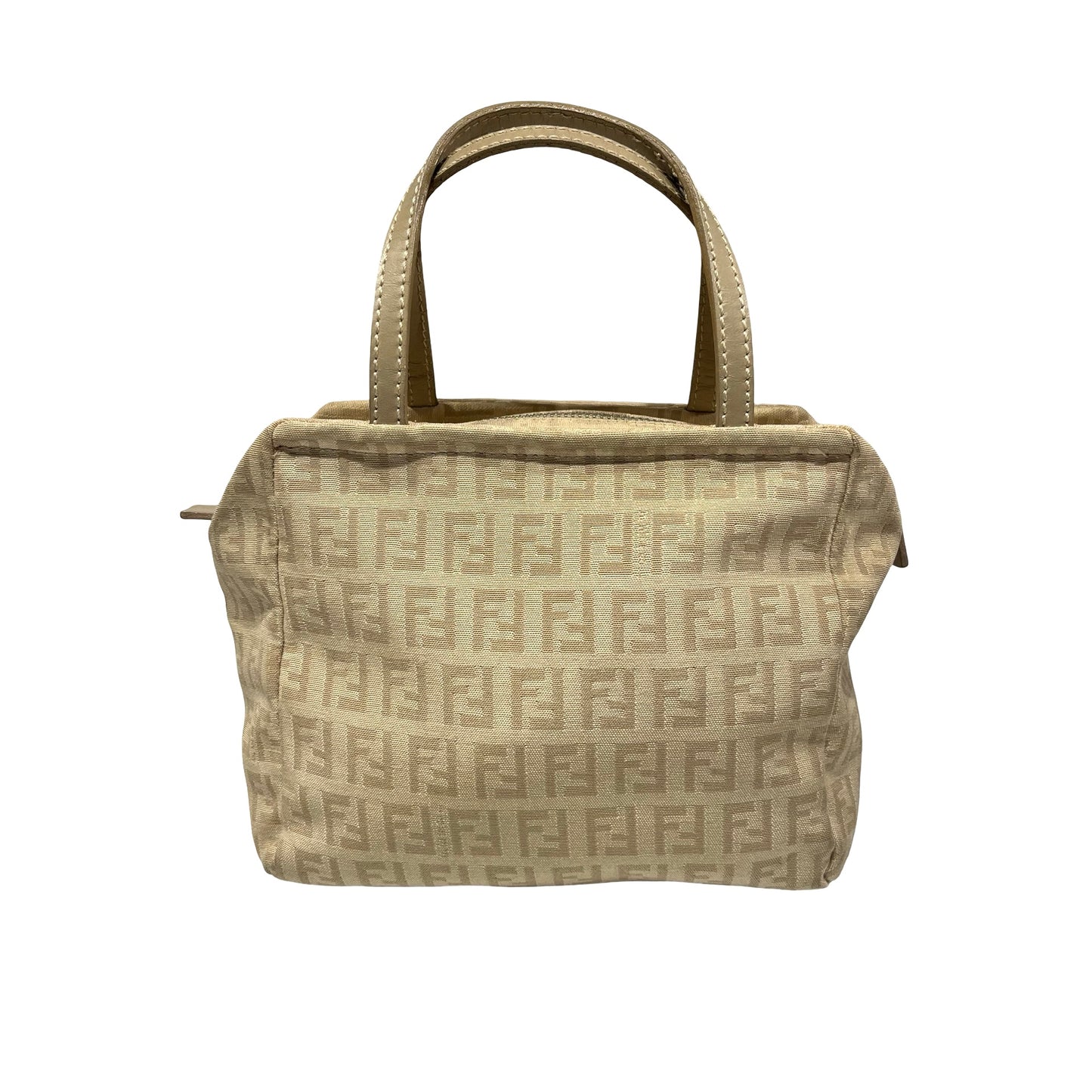 Used Fendi Canvas Handbag Beige PHW
