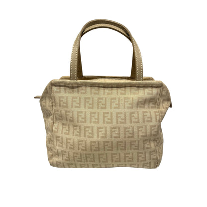 Used Fendi Canvas Handbag Beige PHW