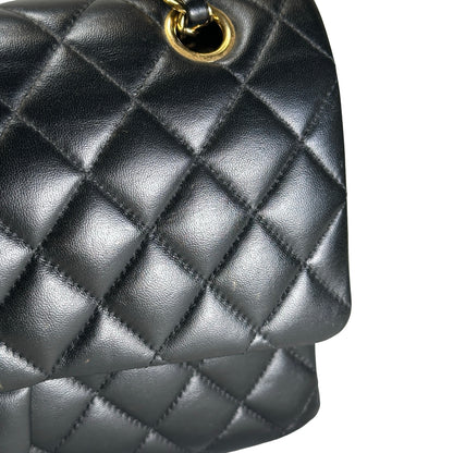 Used CHANEL Quilted Lambskin CF25 Shoulder Bag Black Gold