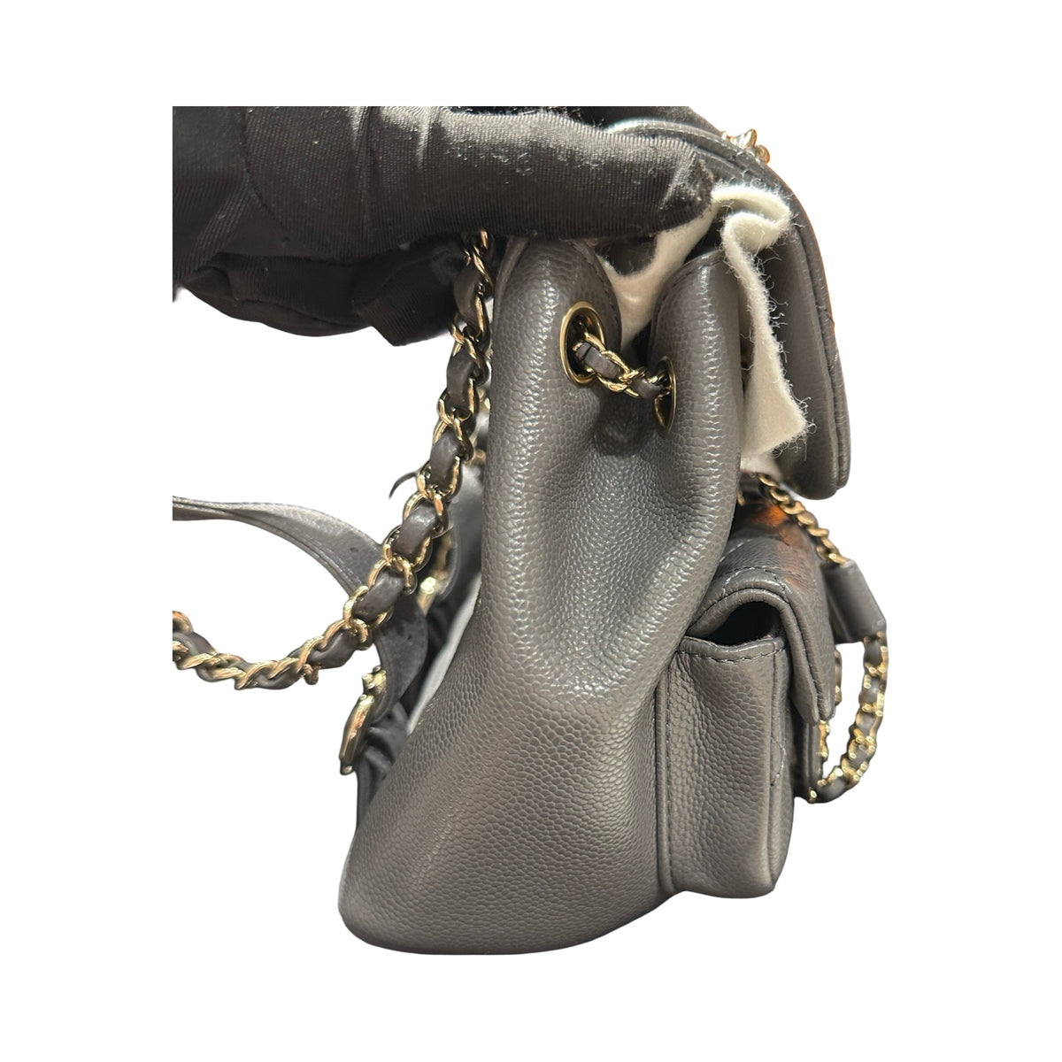 Used CHANEL Caviar Quilted Duma Backpack Mini Backpack Grey Gold