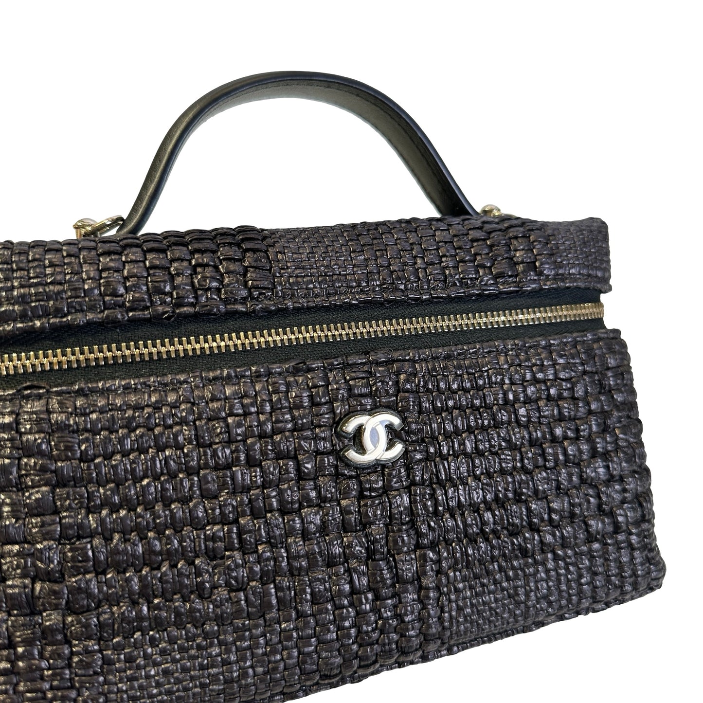 Used CHANEL Tweed Tweed Classic vanity case Vanity case Black Silver