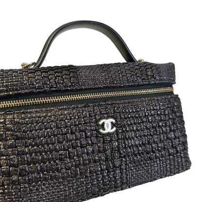 Used CHANEL Tweed Tweed Classic vanity case Vanity case Black Silver