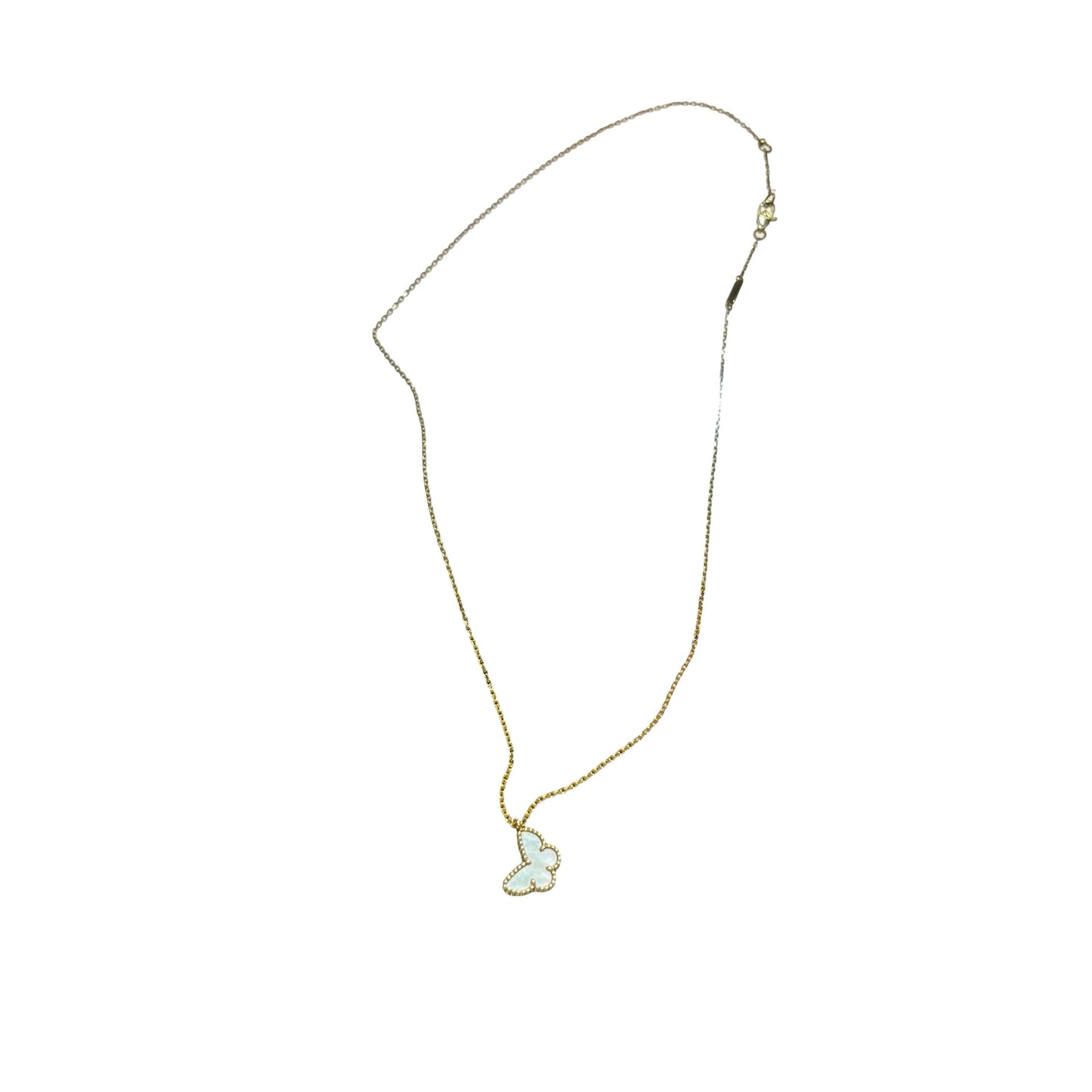 Used Van Cleef & Arpels 18K Gold Sweet Alhambra Butterfly Pendant Jewelry Beige