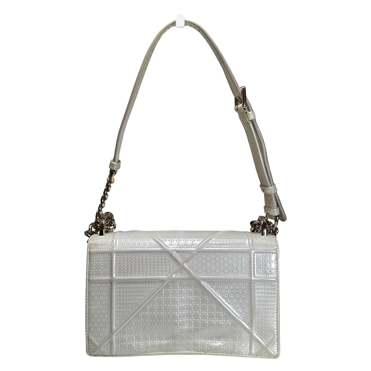 Used DIOR Diorama Crossbody Bag White GHW
