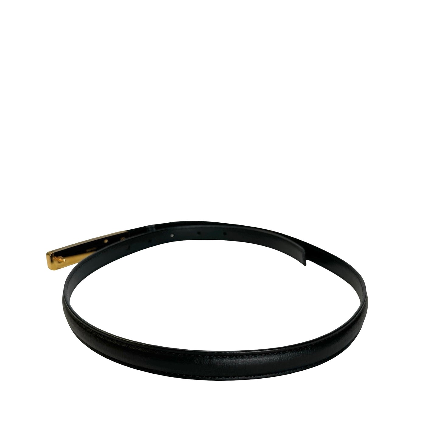 Used CHRISTIAN DIOR Leather Belt Black Gold