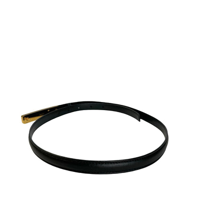 Used CHRISTIAN DIOR Leather Belt Black Gold