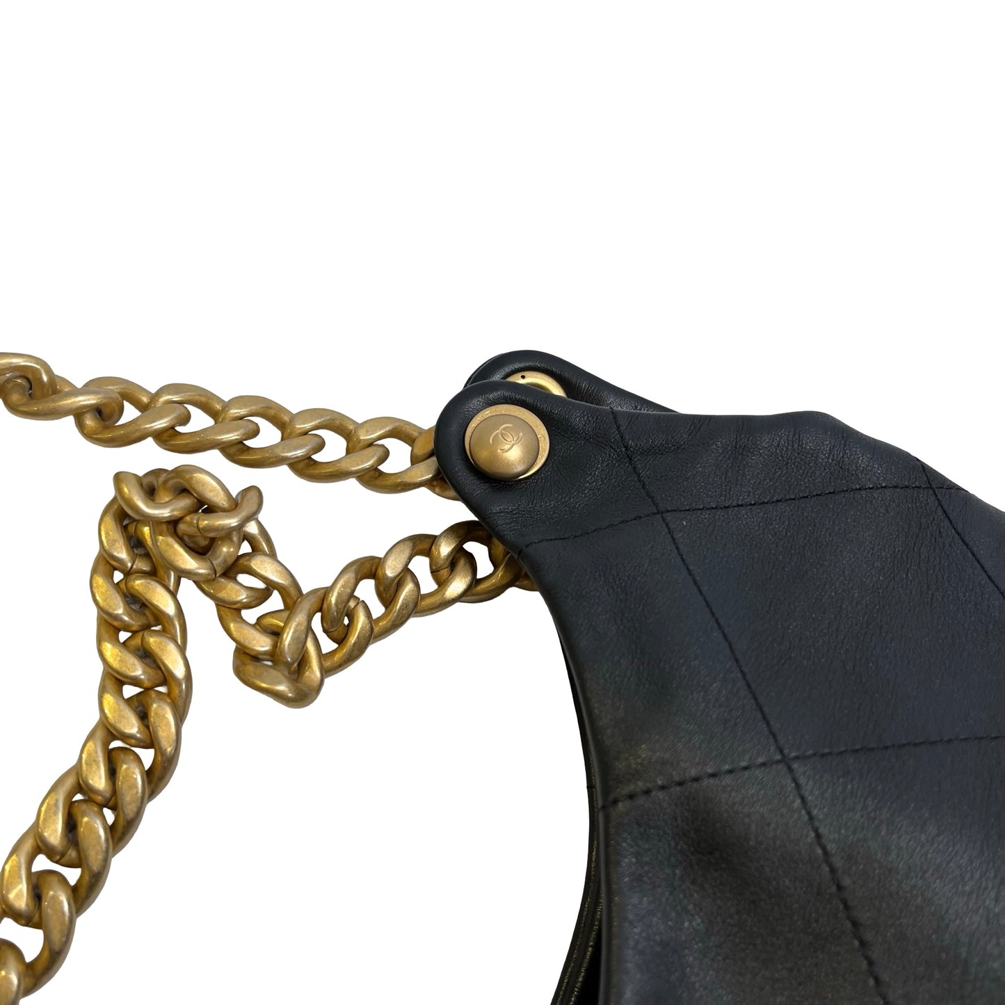 Used CHANEL Quilted Hobo Bag Hobo Bag Black Gold Hardware