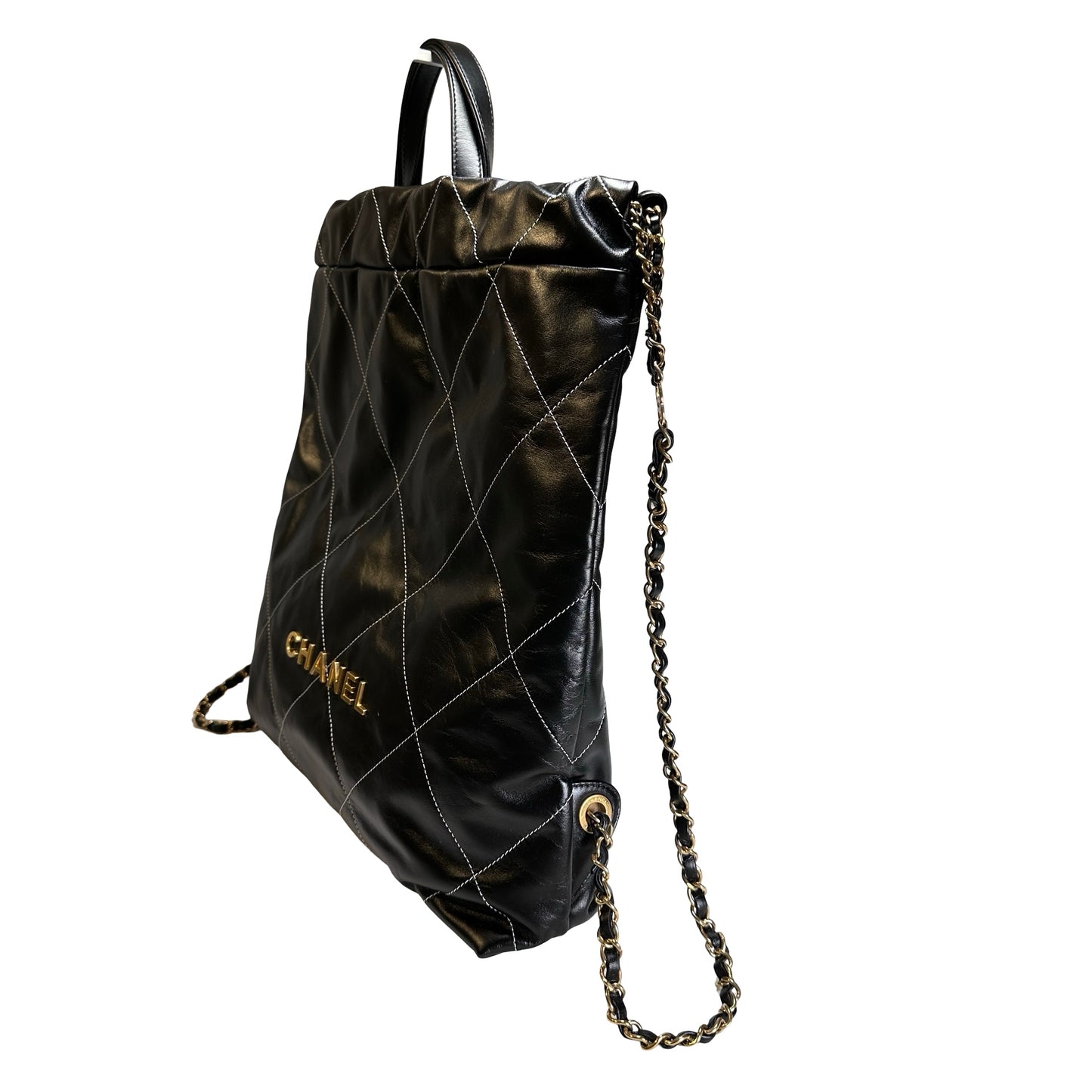 Used CHANEL Lambskin 22 Backpack Backpack Black GHW