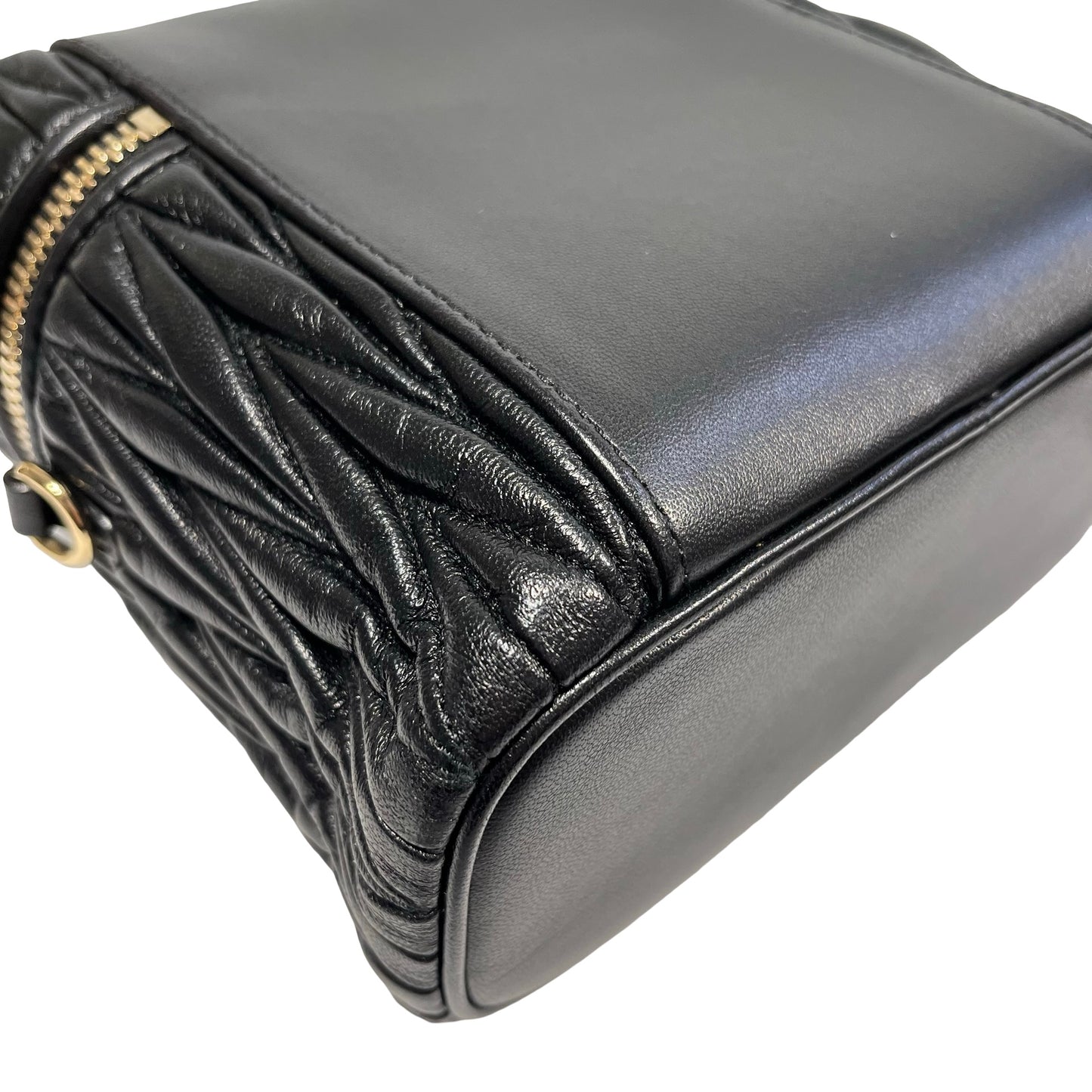 Used MIUMIU Lambskin Leather Two Way Shoulder Bag Black PHW