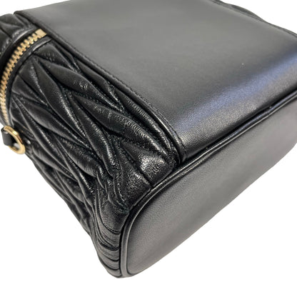 Used MIUMIU Lambskin Leather Two Way Shoulder Bag Black PHW