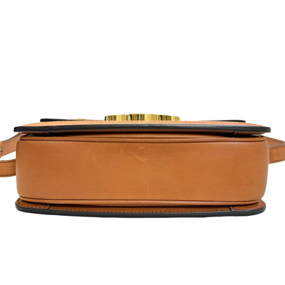 Used CÉLINE Calfskin Leather Triomphe Teen Small Shoulder Bag Natural Tan