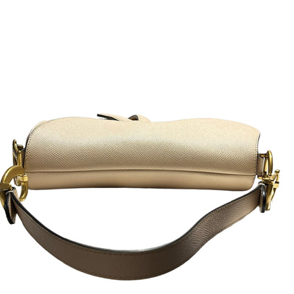 Used Dior Saddle Shoulder Bag Beige GHW