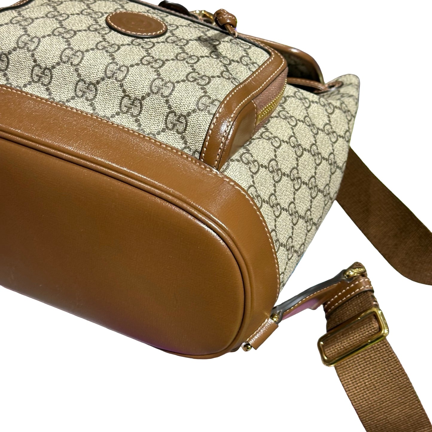 Used Gucci Canvas Gucci Monogram Backpack Backpack Beige Brown GHW