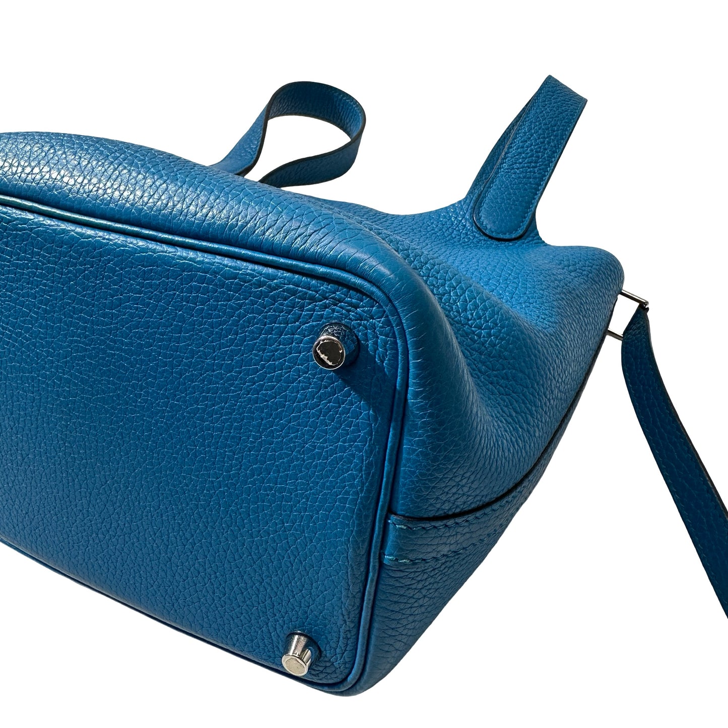 Used HERMÈS Clemence leather Picotin 18 Handbag B3 Bleu Zanzibar PHW