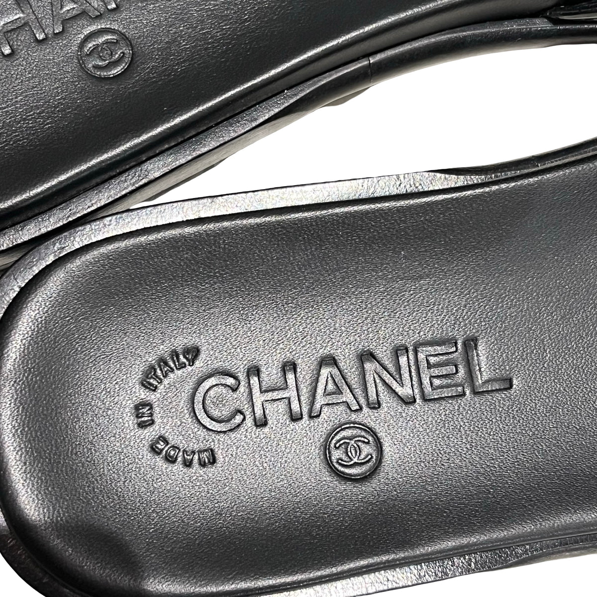 Used CHANEL Leather Patent Leather Sandals Shoes Black